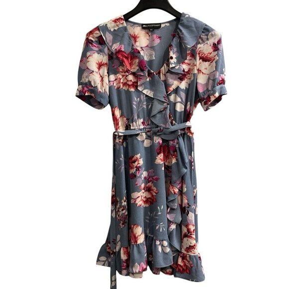 Jill Stuart Dress Womens XS Gray Floral Ruffle‎ Mini Cottagecore Feminine Fairy - Picture 1 of 8